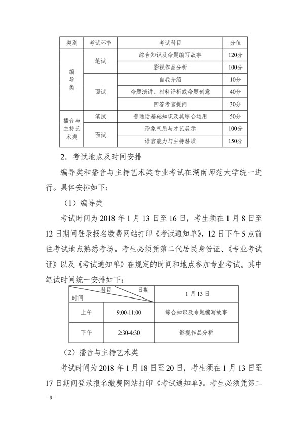 2018湖南艺术统考工作通知