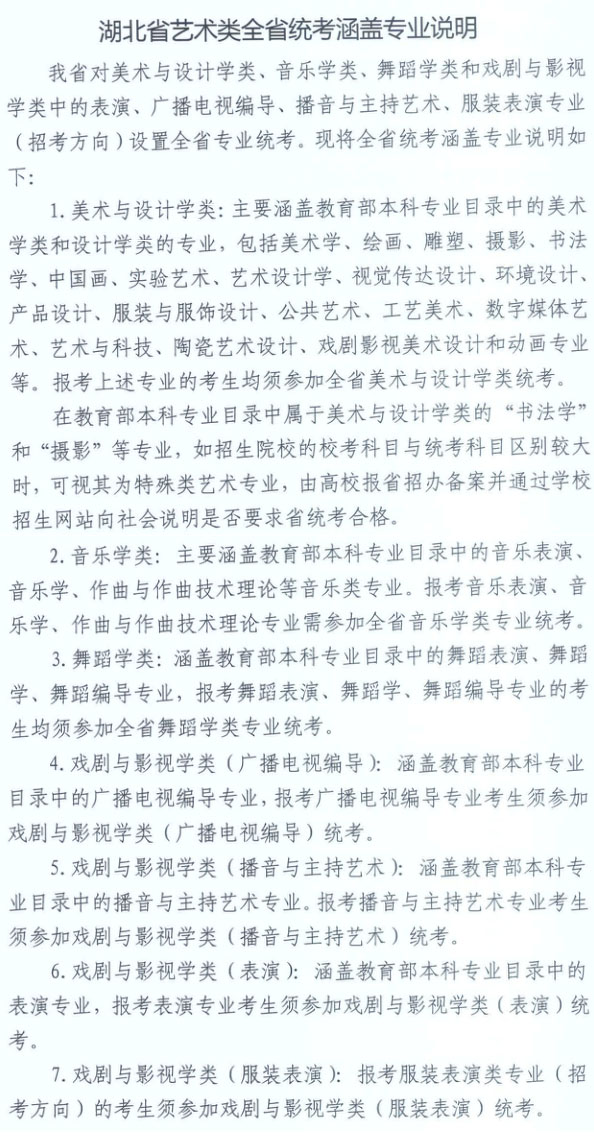 2018年湖北省艺术类专业招生办法