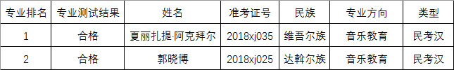 中央音乐学院2018年新疆协作计划合格名单